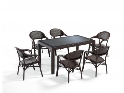 Градински комплект NIRVANA set 6 (Кафяв ратан)